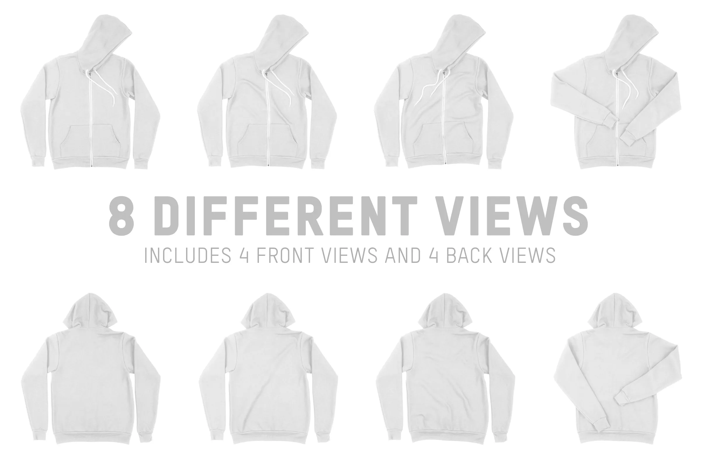 Bella   Canvas 3739 Zip-Up Hoodie Mockups