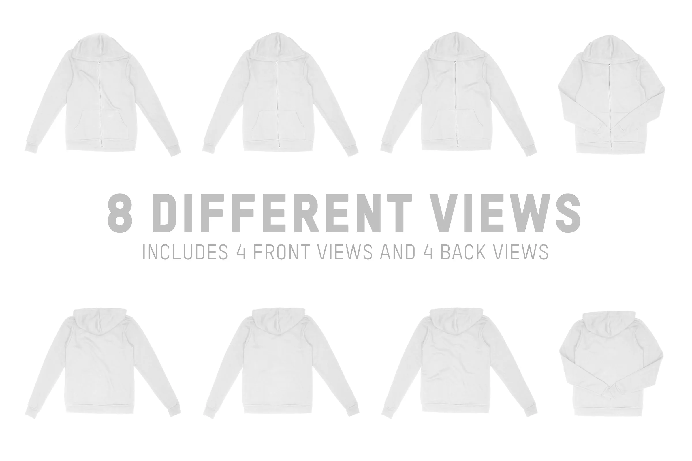 Bella   Canvas 3909 Full Zip Hoodie Mockups