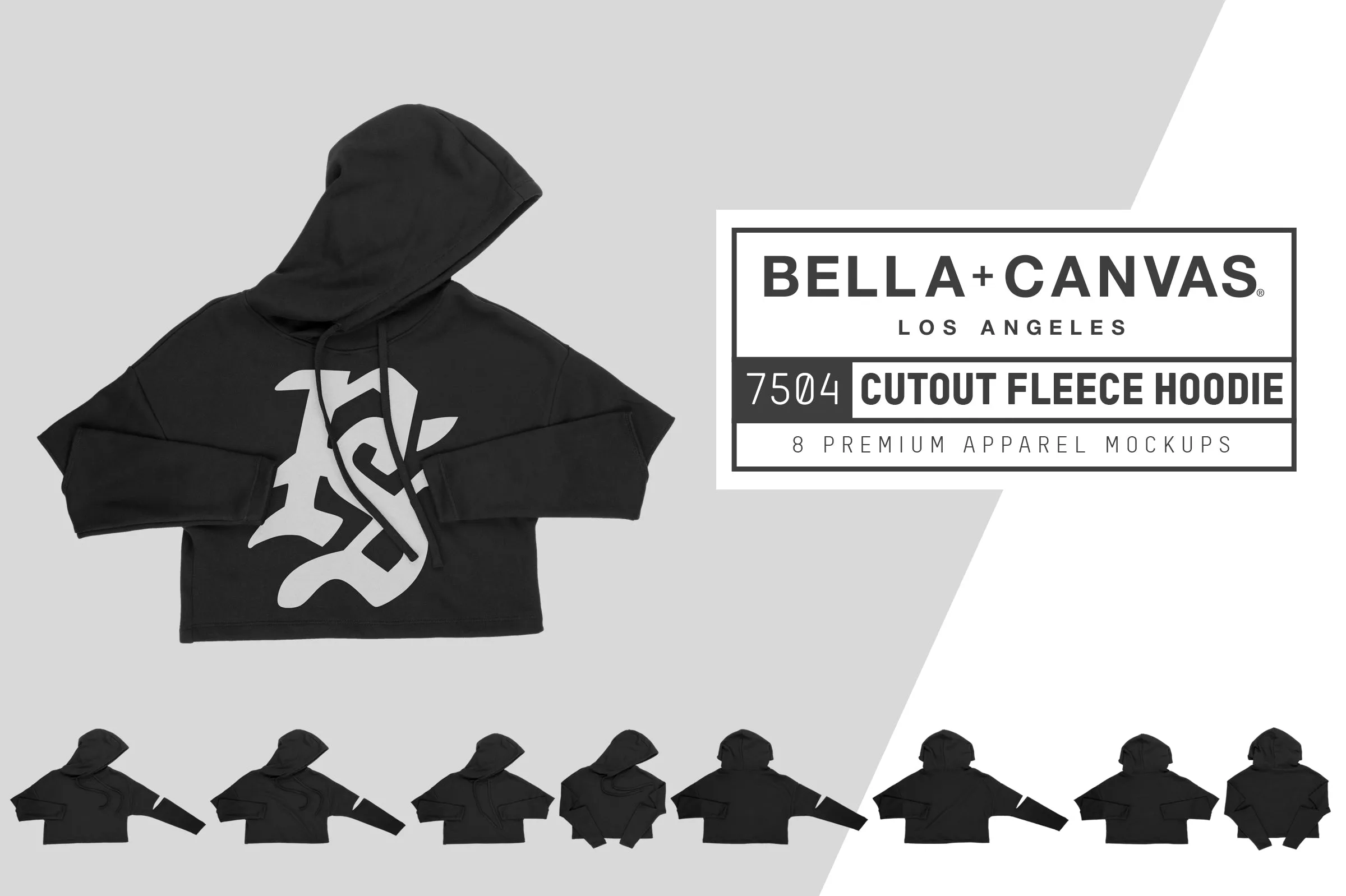 Bella   Canvas 7504 Cutout Hoodie Mockups