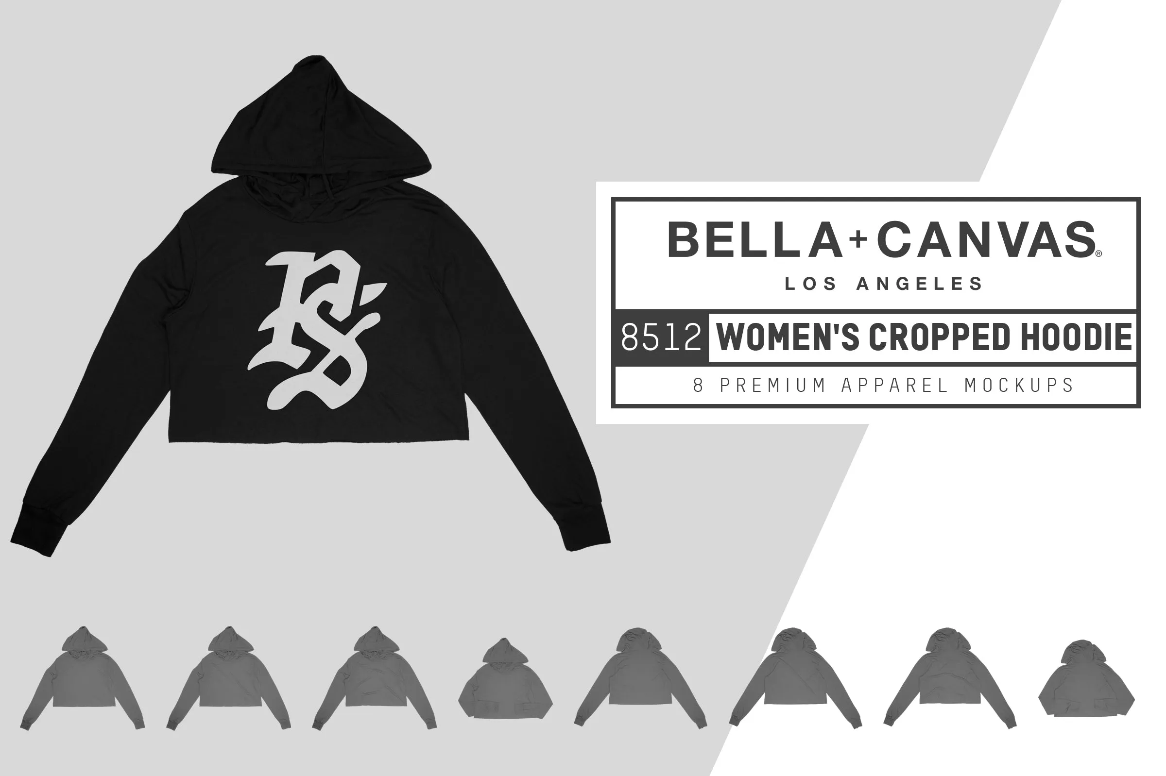 Bella   Canvas 8512 Women's Cropped Hoodie Mockups