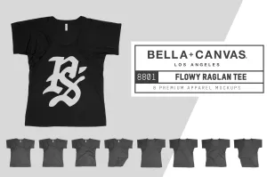 Bella   Canvas 8801 Flowy Raglan T-Shirt  Mockups