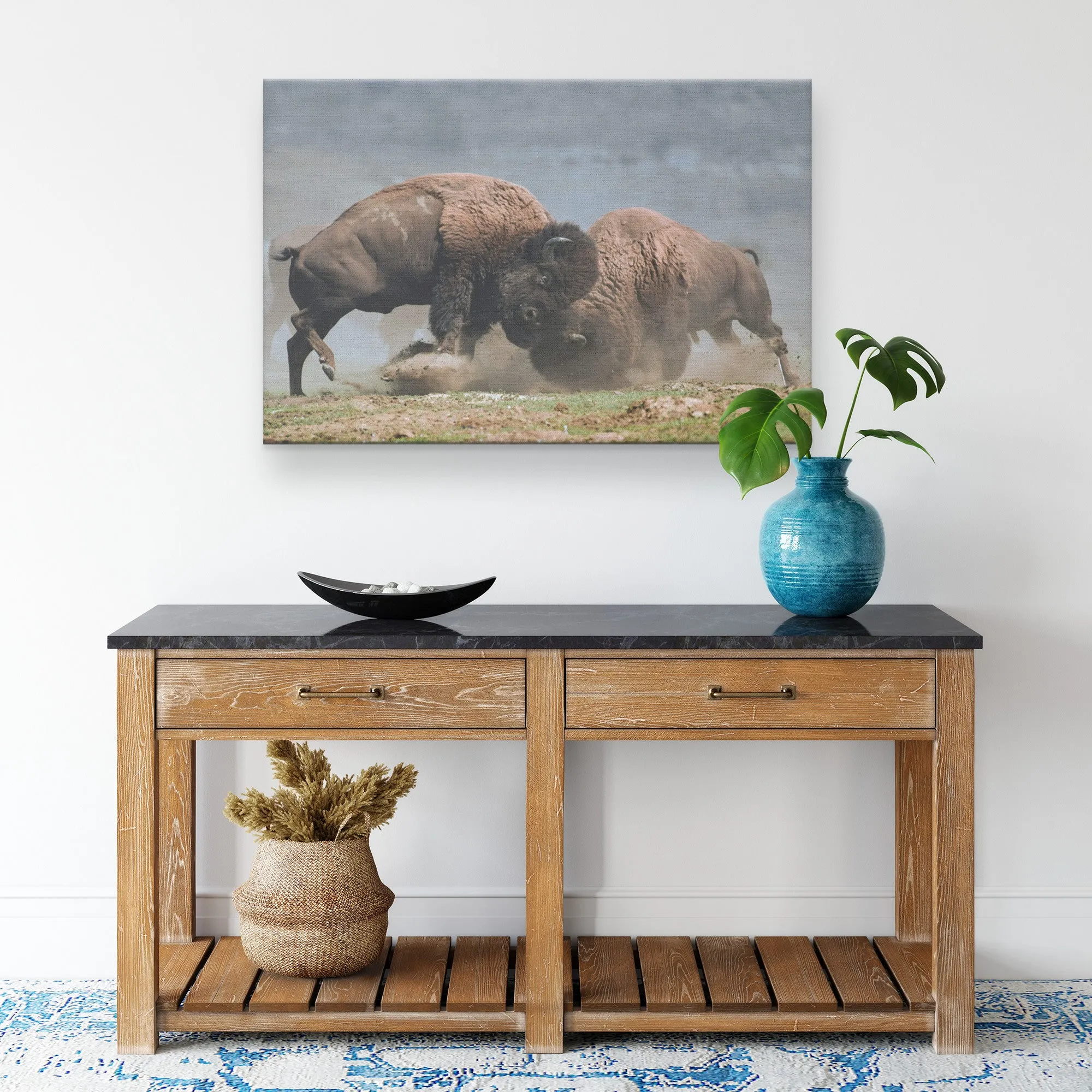 Bison Fight Canvas by Duane Hons - Online Exclusive