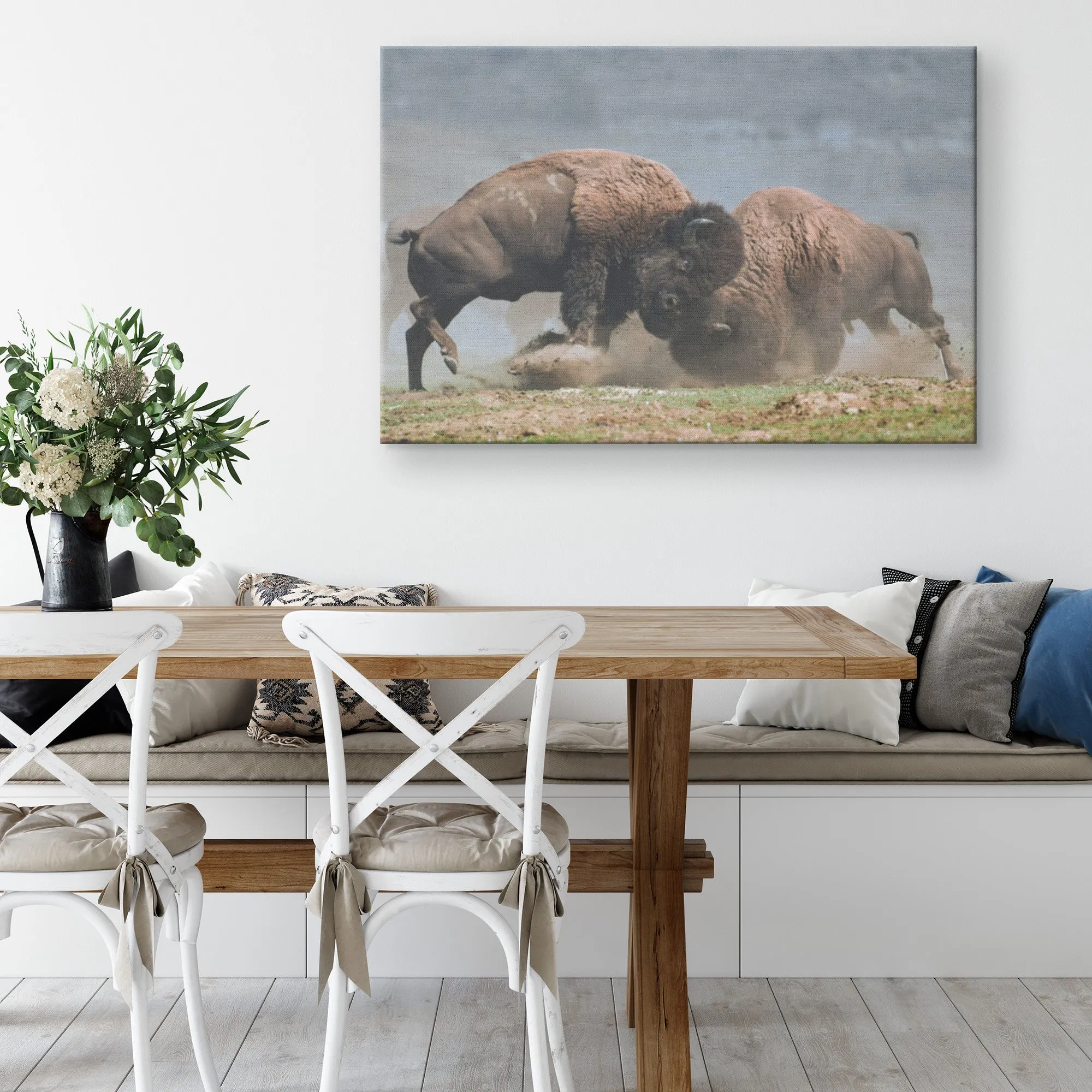 Bison Fight Canvas by Duane Hons - Online Exclusive