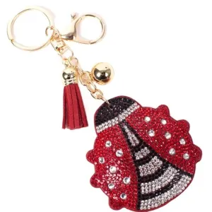 Bling Crystal Red Ladybug Tassel Keychain Keyring Bag Purse Charm