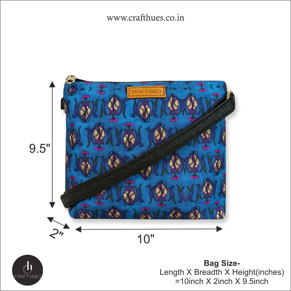 Blue Garden Tulip Art Nouveau Sling Pouch Combo