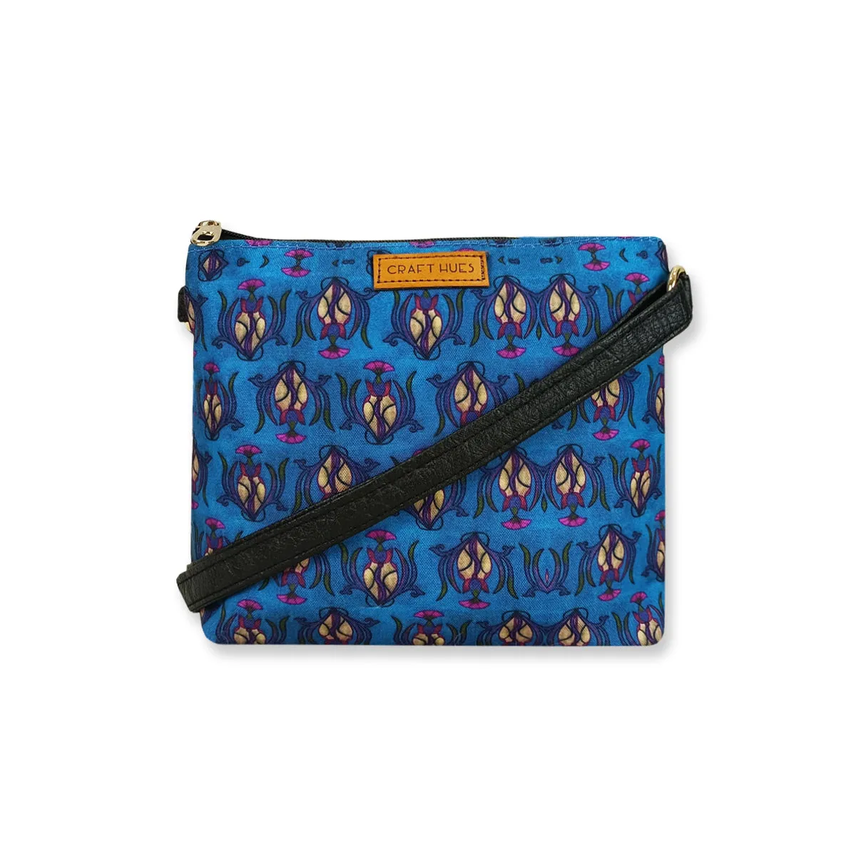 Blue Garden Tulip Art Nouveau Sling Pouch Combo