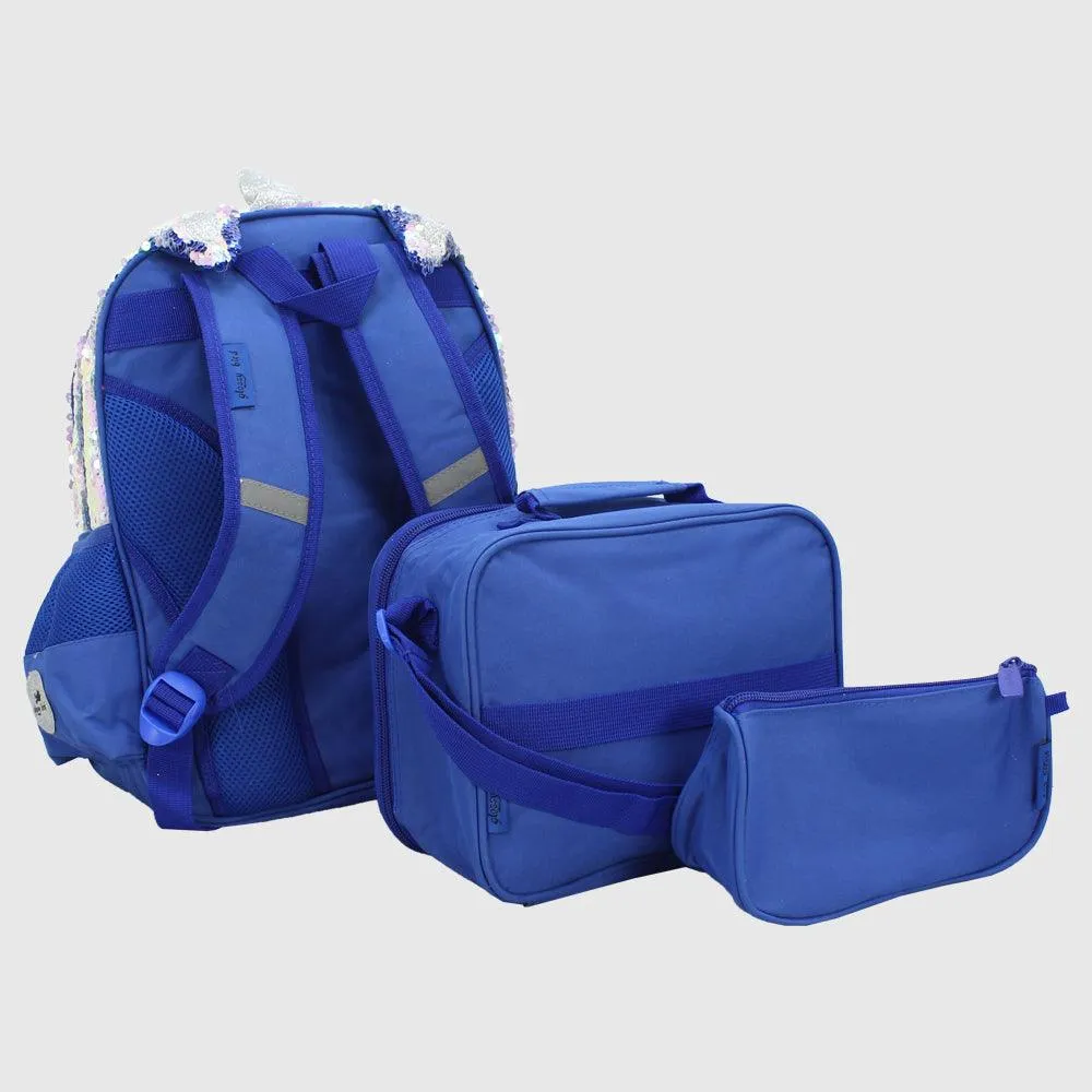 Blue Sequin 14 Inches School Set