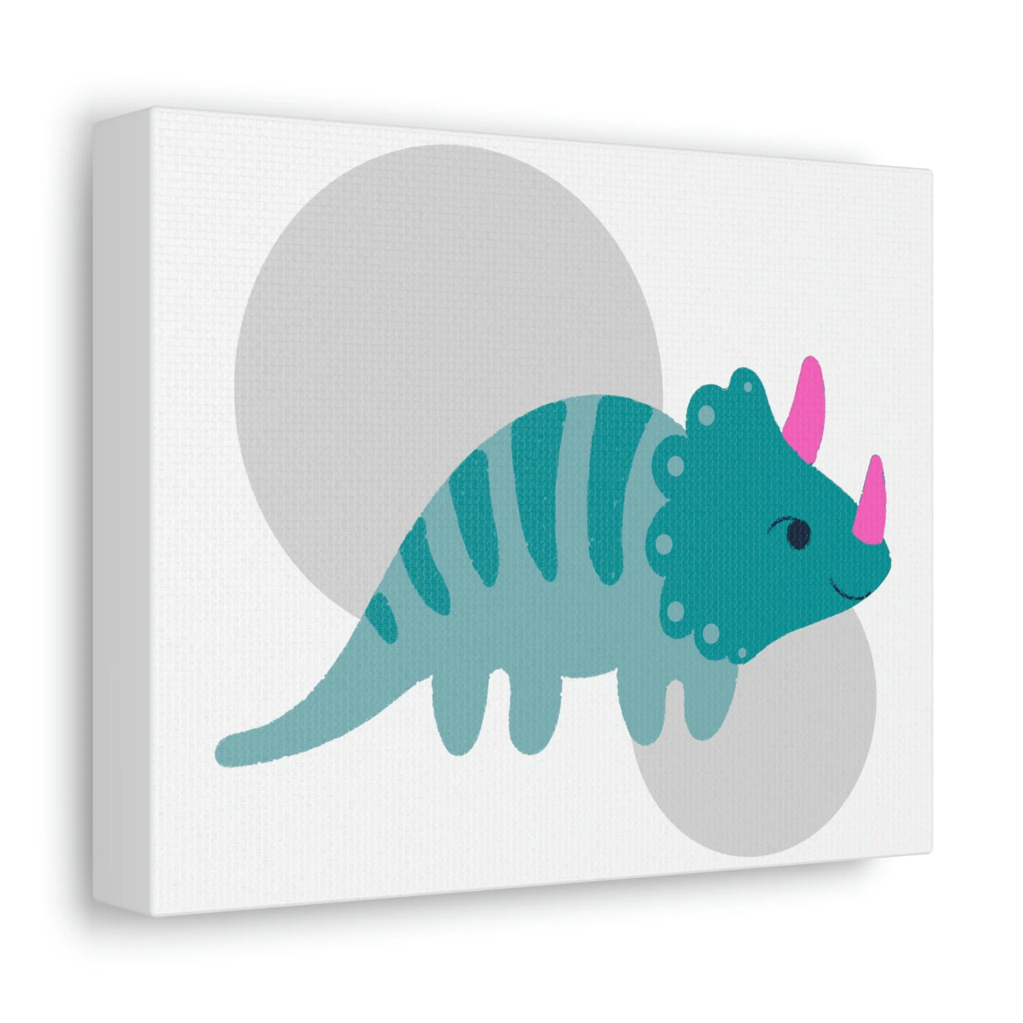 Blue Triceratops Dinosaur Stretched Canvas