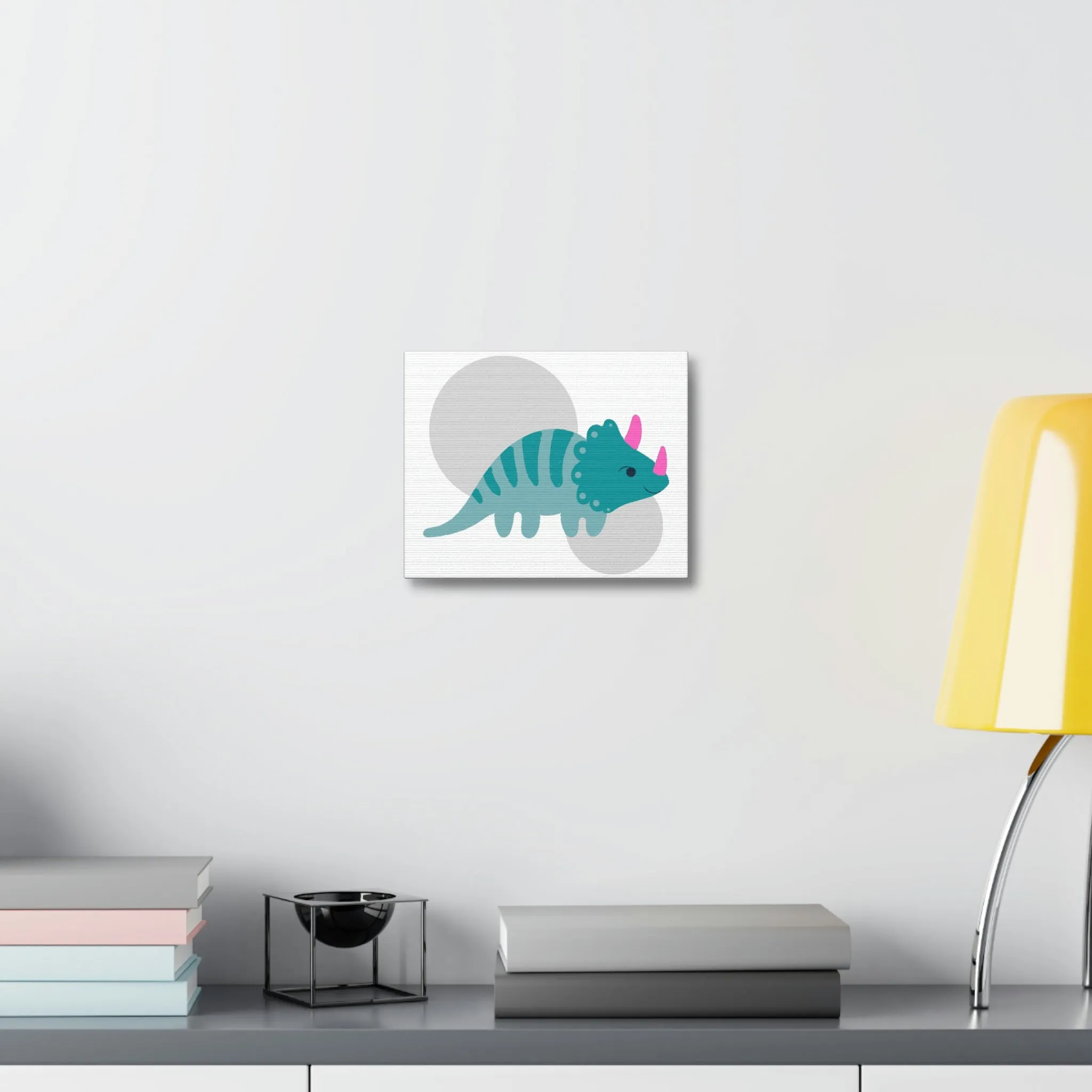 Blue Triceratops Dinosaur Stretched Canvas
