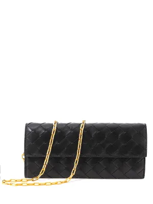 Bottega Veneta Mini Bag Wallet on Chain in Intreccio Leather