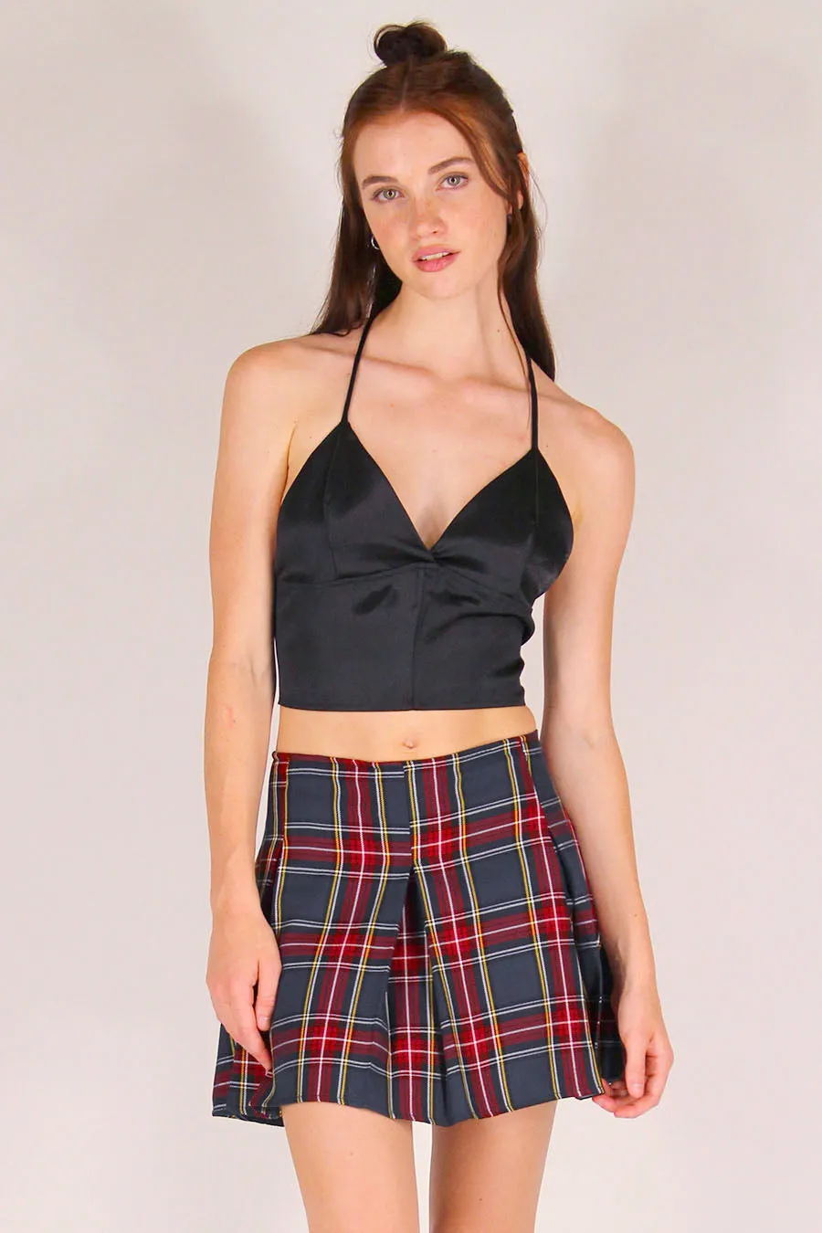 Bralette Crop Top - Black Satin