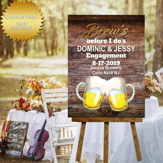 Brews before I do custom welcome canvas guest book sign