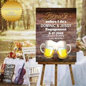 Brews before I do custom welcome canvas guest book sign