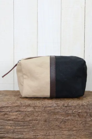 Canvas And Leather Trim Makeup Bag