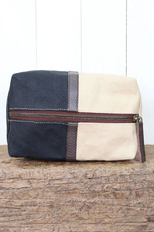 Canvas And Leather Trim Makeup Bag