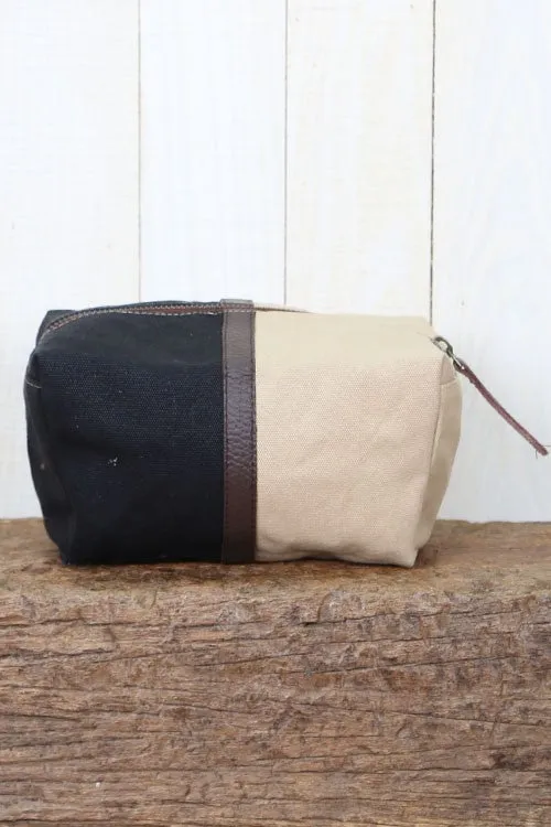 Canvas And Leather Trim Makeup Bag
