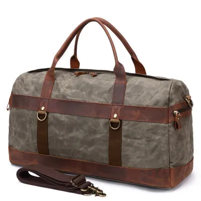 Canvas Duffle Bag with Leather Trim ,Travel Duffel Bags, Overnight Bag, Weekender Bag
