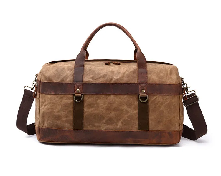 Canvas Duffle Bag with Leather Trim ,Travel Duffel Bags, Overnight Bag, Weekender Bag