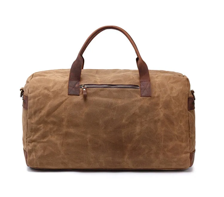 Canvas Duffle Bag with Leather Trim ,Travel Duffel Bags, Overnight Bag, Weekender Bag