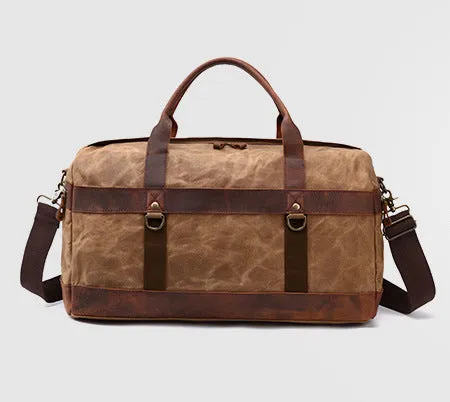 Canvas Duffle Bag with Leather Trim ,Travel Duffel Bags, Overnight Bag, Weekender Bag