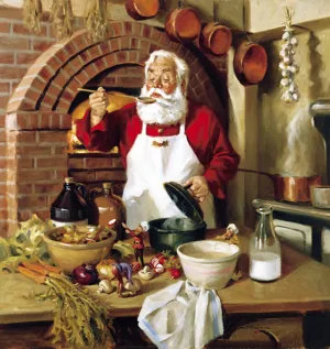 CB1021 Santa's Cuisine - Unframed Canvas Giclee 24" X 24"