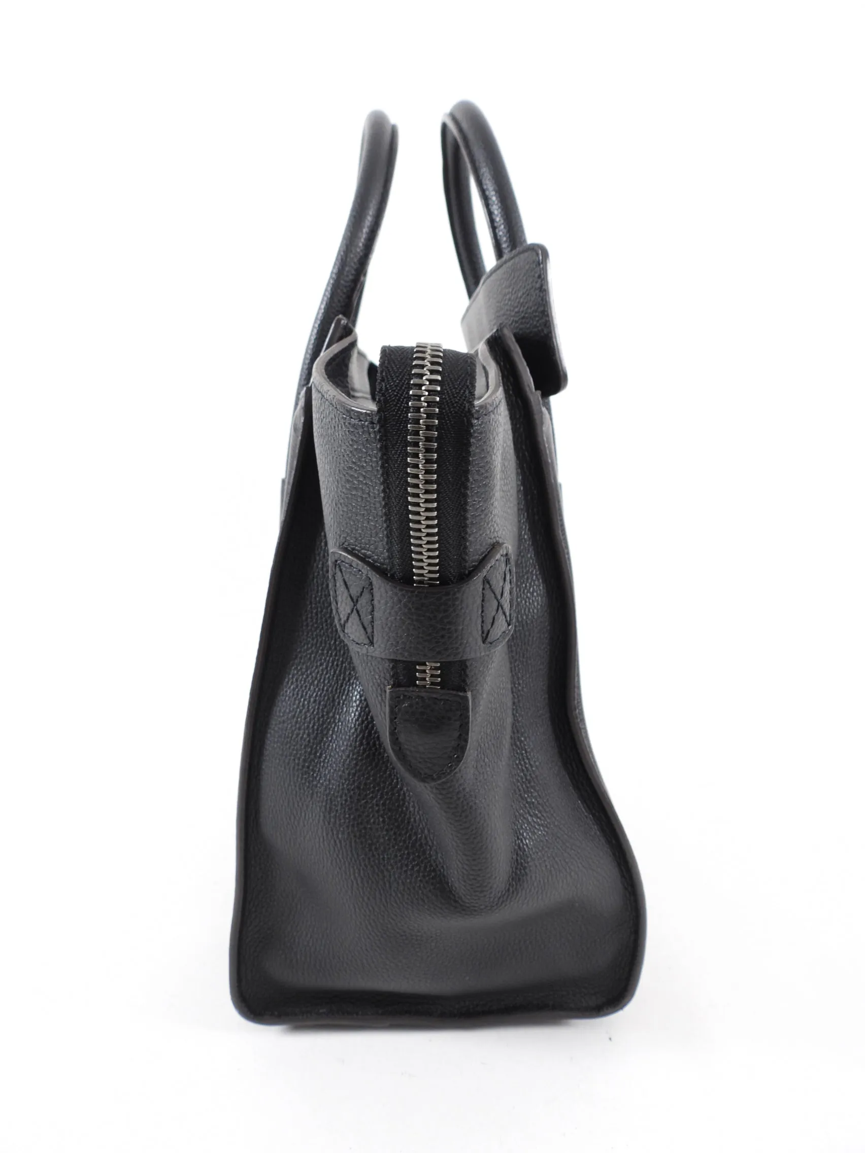 Celine Grained Leather Black Mini Luggage Tote Bag