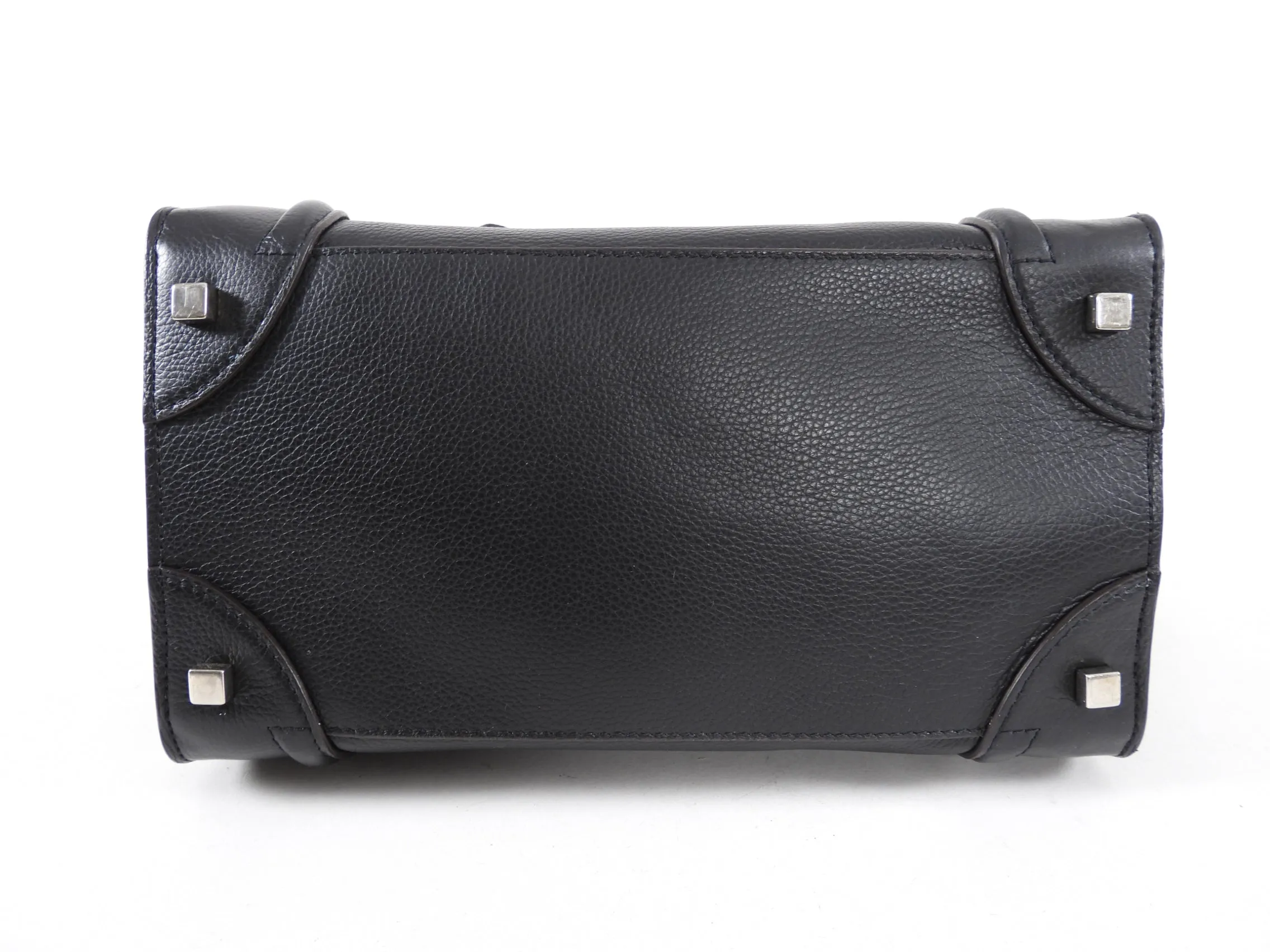 Celine Grained Leather Black Mini Luggage Tote Bag