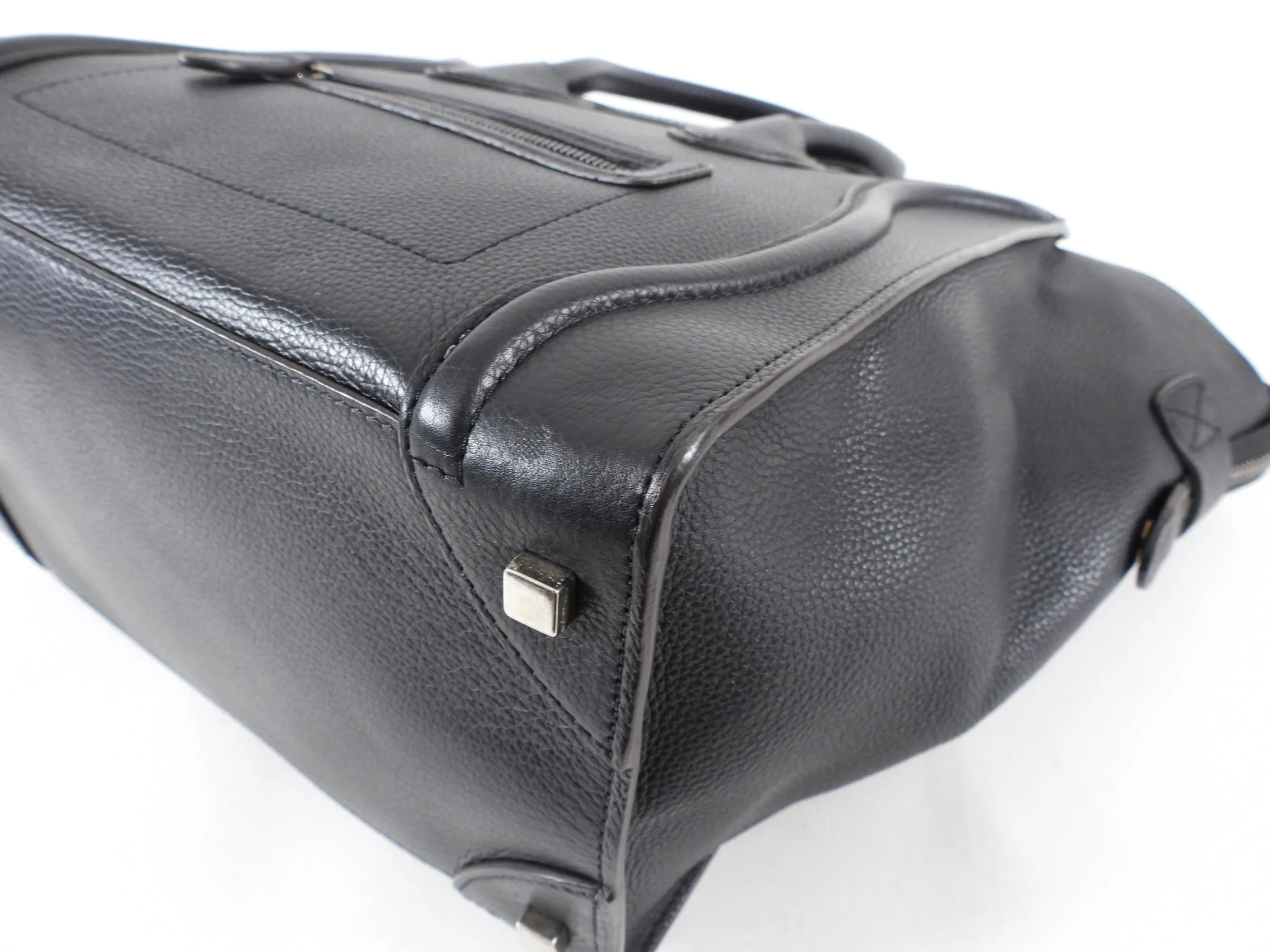 Celine Grained Leather Black Mini Luggage Tote Bag