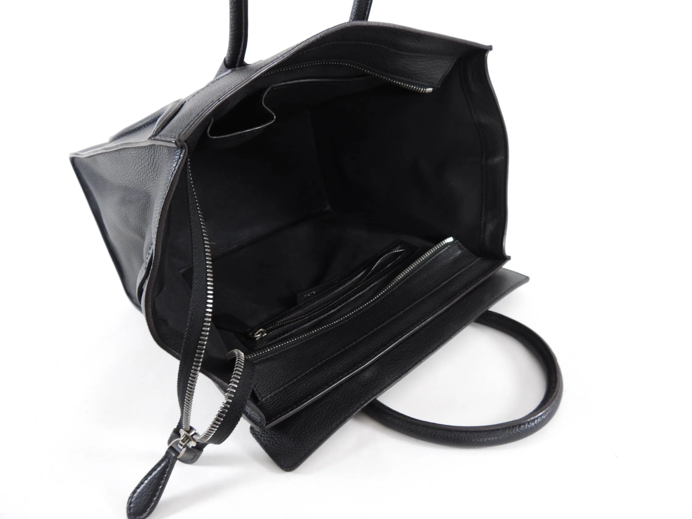 Celine Grained Leather Black Mini Luggage Tote Bag