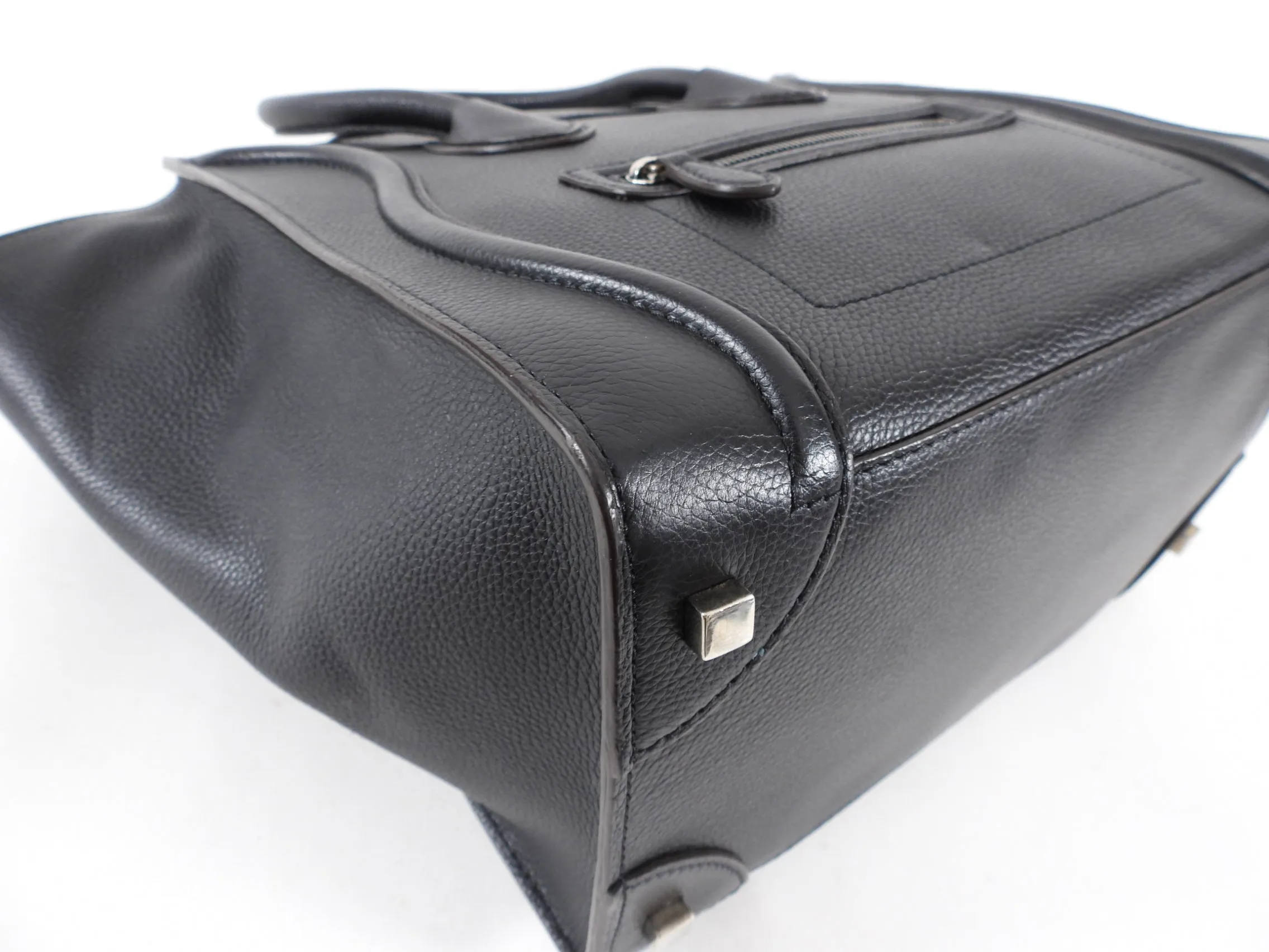 Celine Grained Leather Black Mini Luggage Tote Bag
