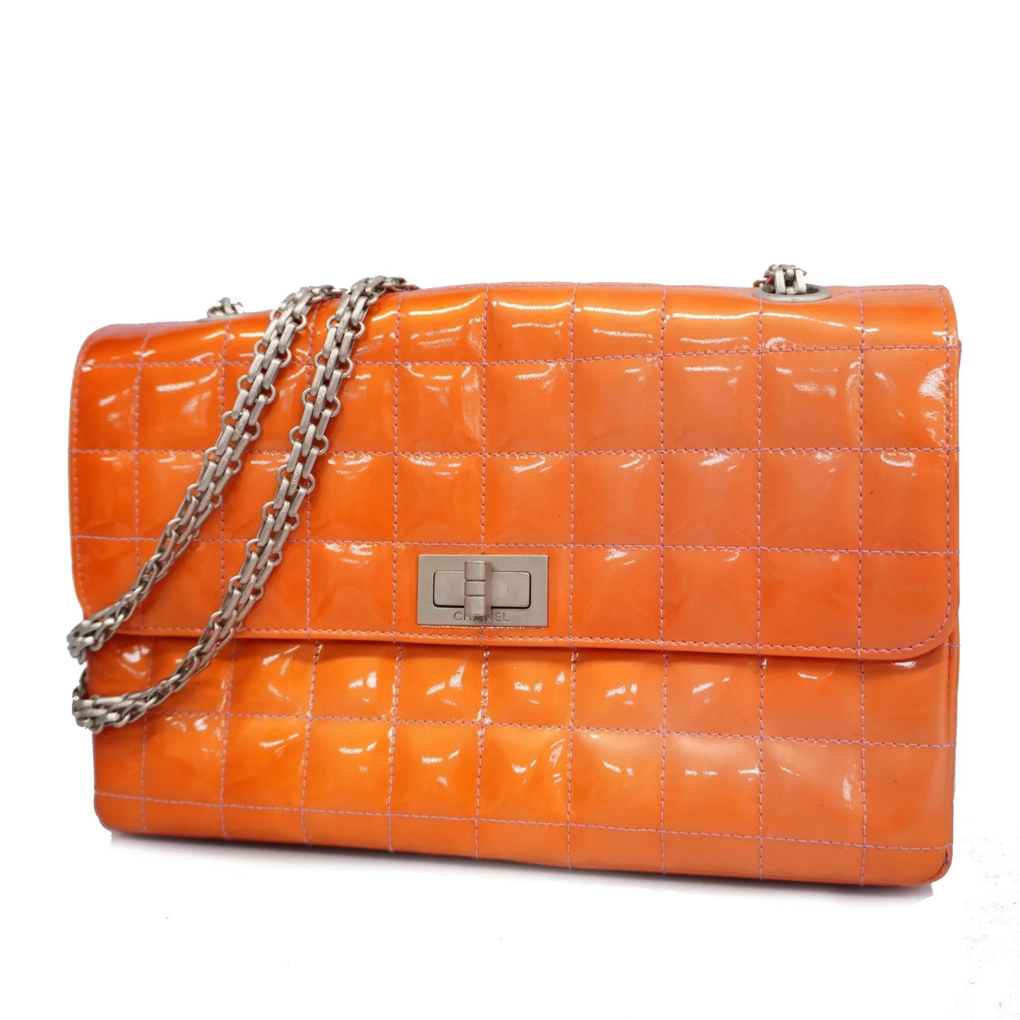CHANEL   2.55 Chocolate Bar W Chain Women's Leather Shoulder Bag Pink