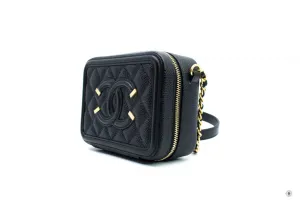 Chanel A84452 Y06542 CC Filigree Vanity Clutch With Chain Black   94305 Caviar Shoulder Bags Ghw