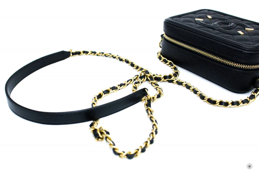 Chanel A84452 Y06542 CC Filigree Vanity Clutch With Chain Black   94305 Caviar Shoulder Bags Ghw