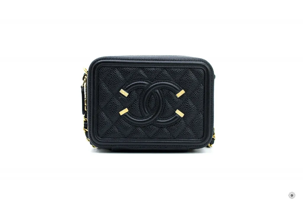 Chanel A84452 Y06542 CC Filigree Vanity Clutch With Chain Black   94305 Caviar Shoulder Bags Ghw