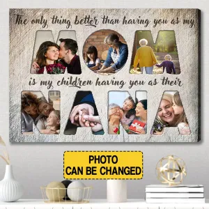 Cherished Memories Multi-Photo Canvas Print - CHRISTIANARTBAG | 'Best Mom & Grandmother' Personalized Wall Art