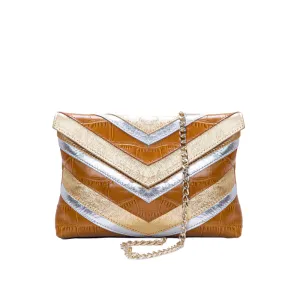 CHEVRON PUFF | CARAMEL, GOLD & SILVER