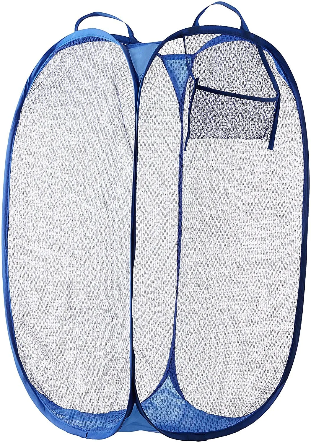 China Maid Nylon Mesh Laundry Bag|Dirty Clothes Basket with Carry Handles|Foldable Pop-up Mesh Hamper, 30 litres (Blue)