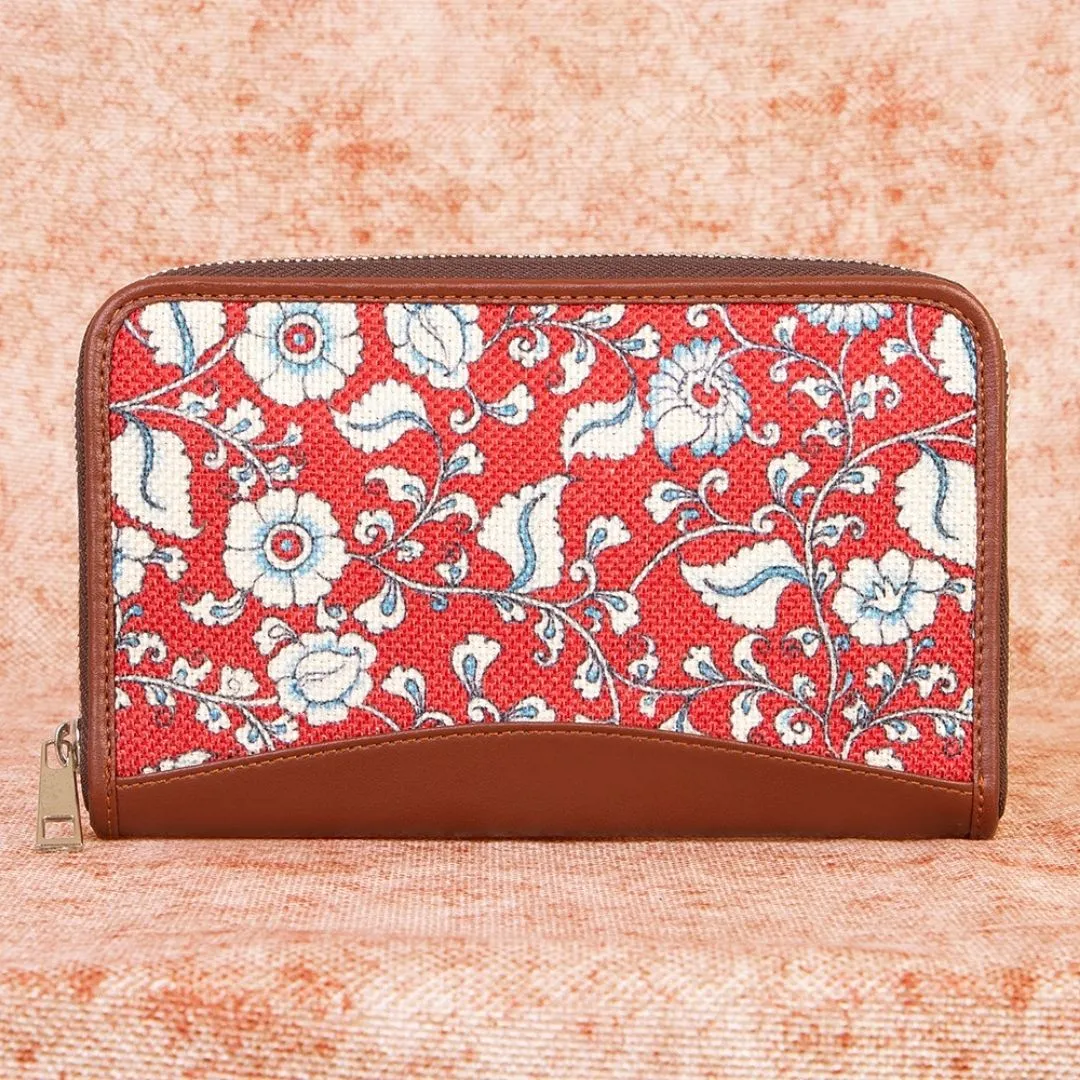 Chittoor Red Kalamkari- Office Bag & Chain Wallet Combo