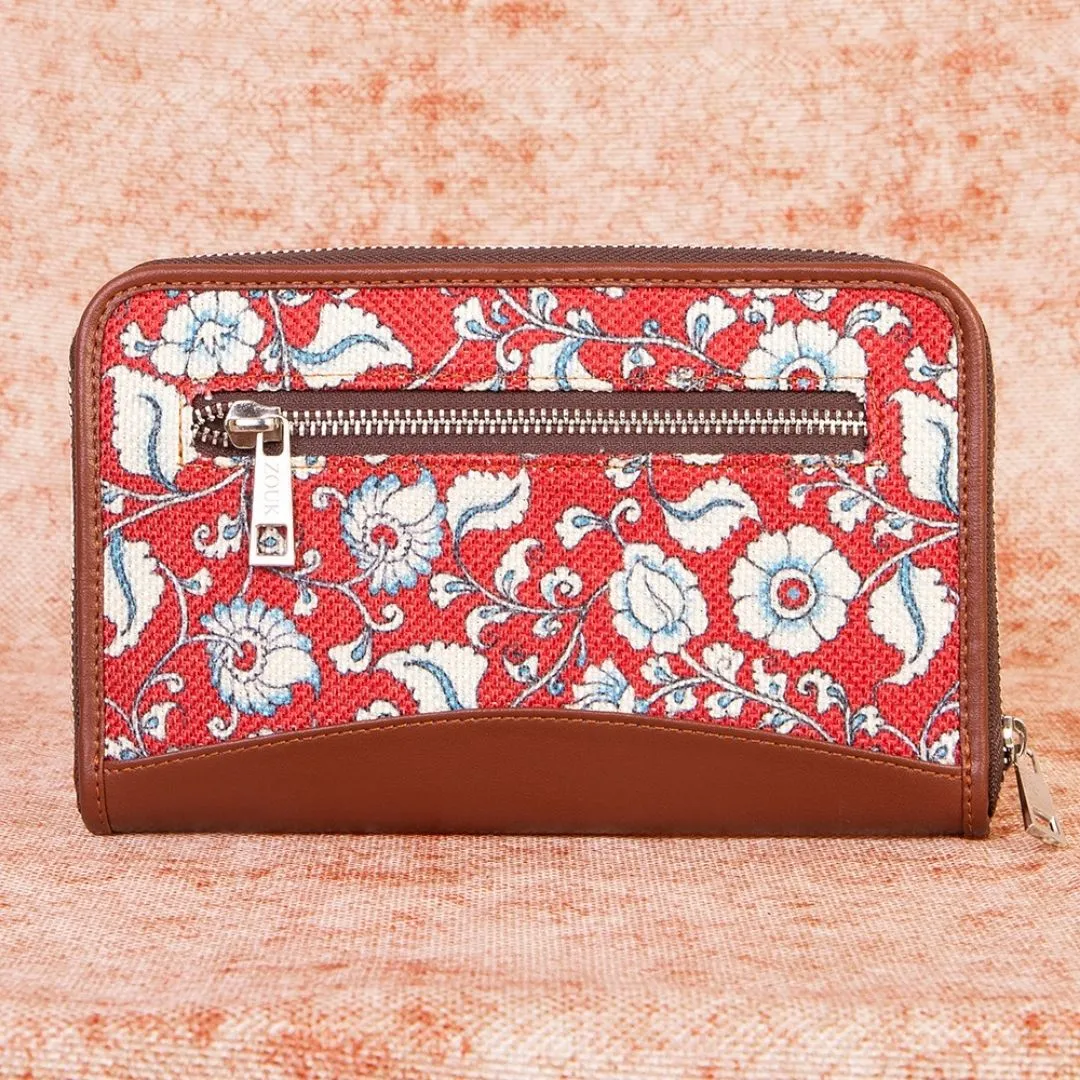 Chittoor Red Kalamkari- Office Bag & Chain Wallet Combo