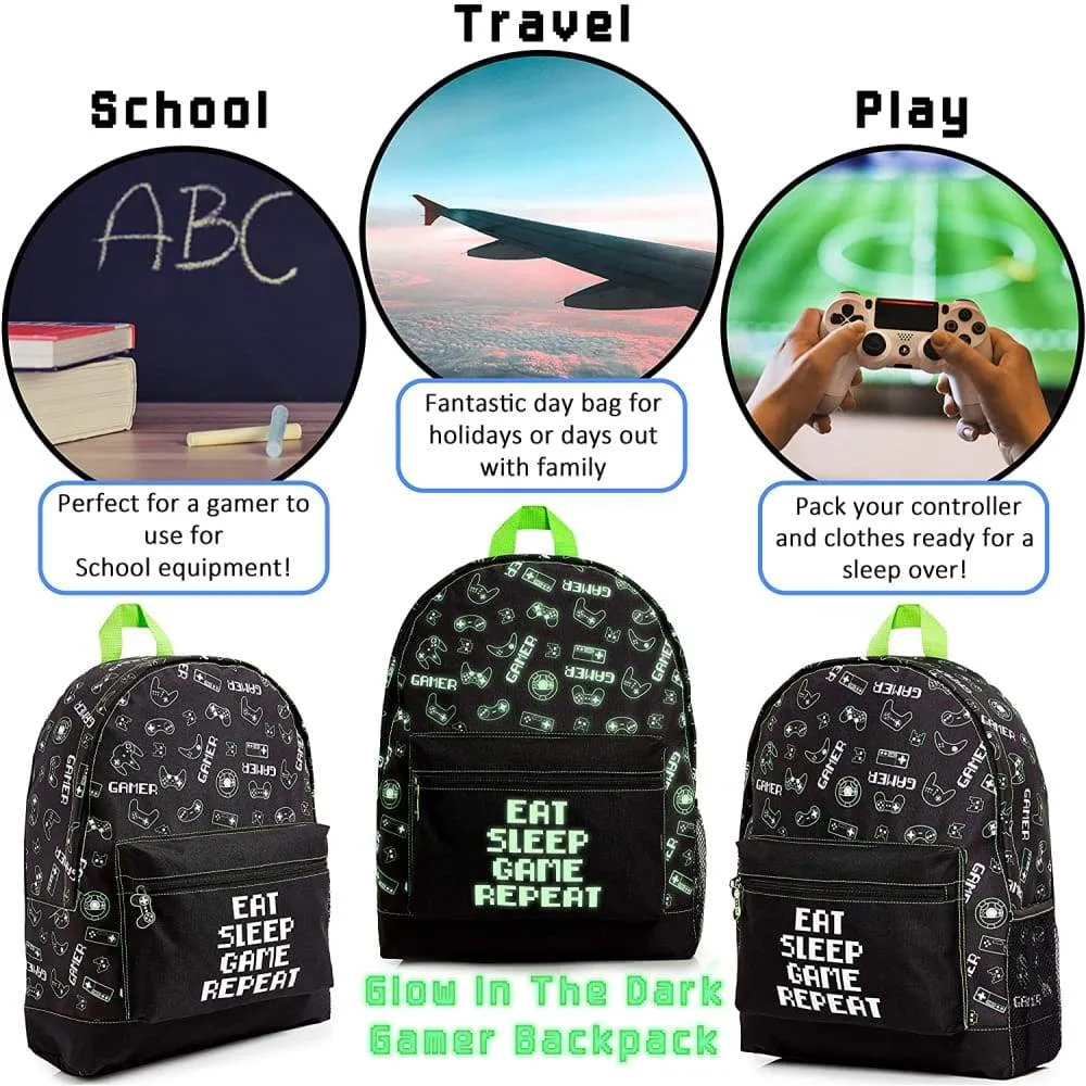 CityComfort Glow In The Dark Gamer Large Backpack for Boys, Teenagers (Black Gamer)