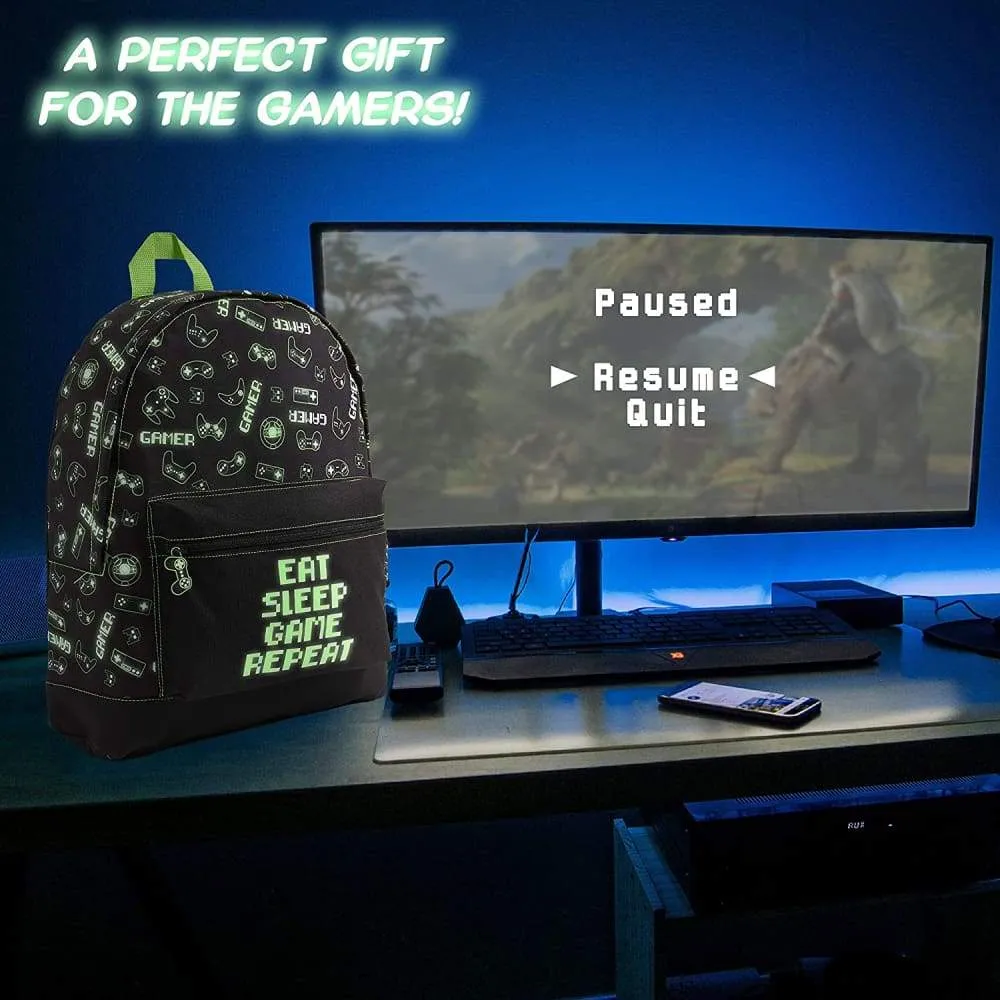 CityComfort Glow In The Dark Gamer Large Backpack for Boys, Teenagers (Black Gamer)