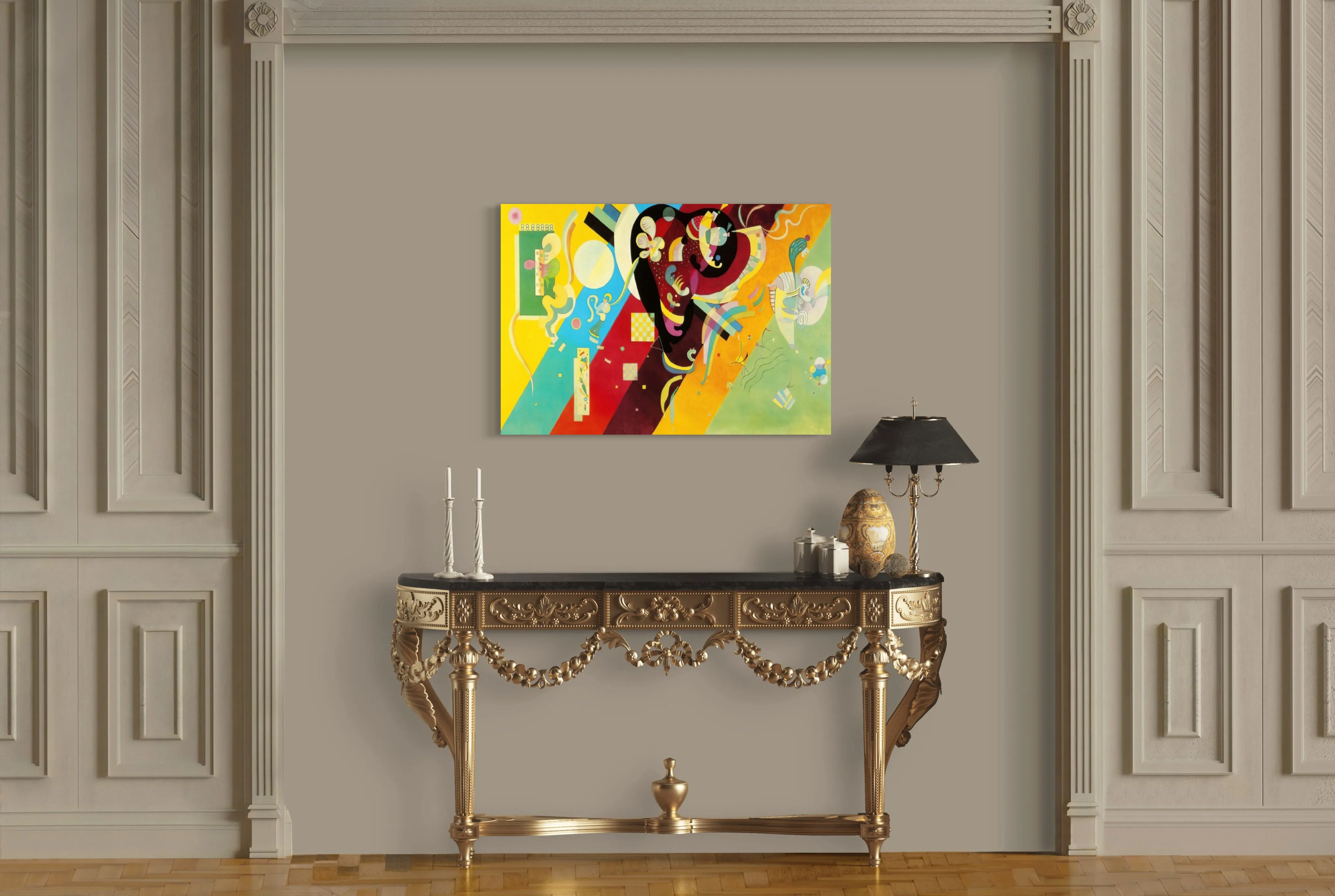 Composition IX - Painted by Wassily Kandinsky - Circa. 1936. High Quality Polyester Cotton Canvas Print. Ready to be Framed. Available in Two Sizes - 40cm X 60cm & 70cm x 100cm.