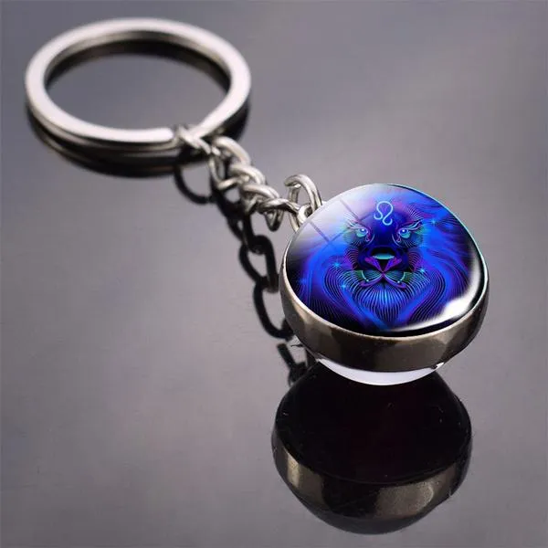 Constellation Double Side Cabochon Glass Ball Keychain
