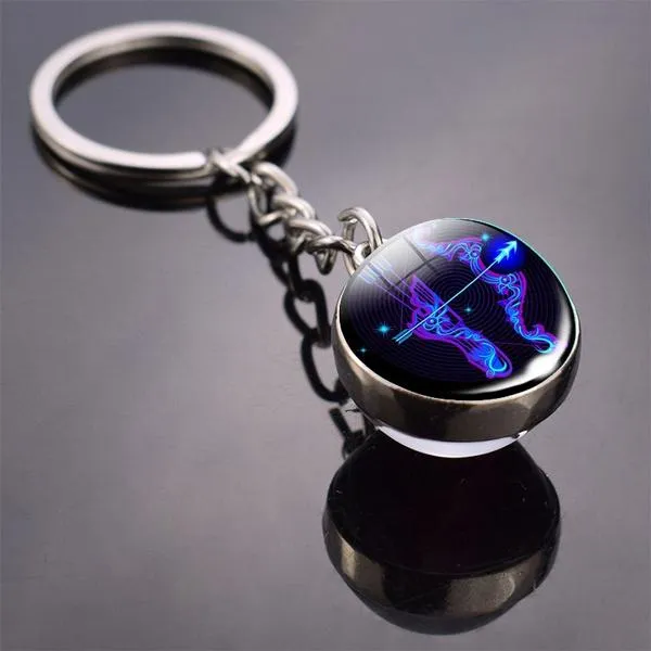 Constellation Double Side Cabochon Glass Ball Keychain