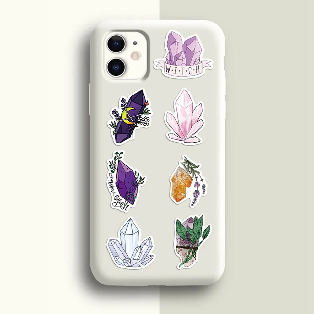 Craspire Waterproof Self Adhesive Paper Stickers, for Suitcase, Skateboard, Refrigerator, Helmet, Mobile Phone Shell, Colorful, Quartz Cluster Pattern, 44~75x30~59x0.2mm, about 50pcs/bag