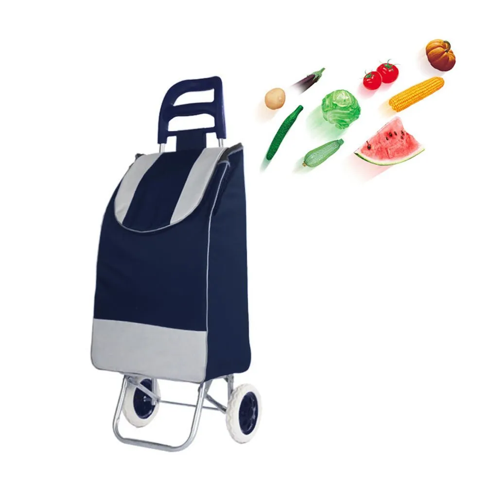 CRONY SC001 Shiping Cart Shopping Trolley Bag Folding Shopping Cart Collapsible Trolley Bag | Navy blue
