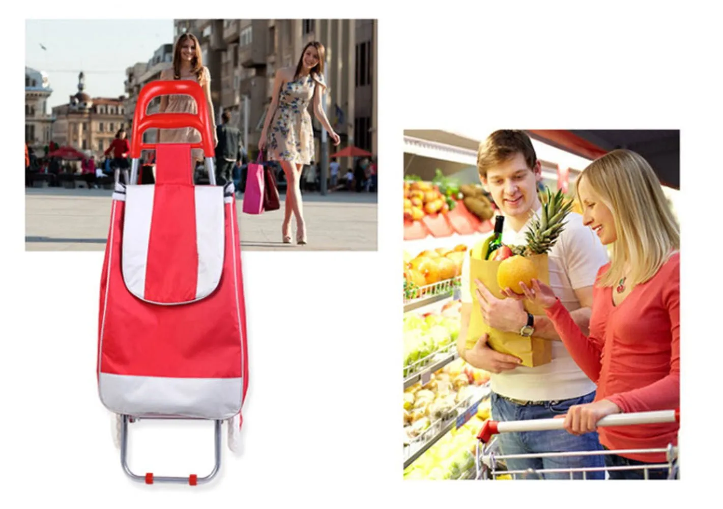 CRONY SC001 Shiping Cart Shopping Trolley Bag Folding Shopping Cart Collapsible Trolley Bag | Navy blue