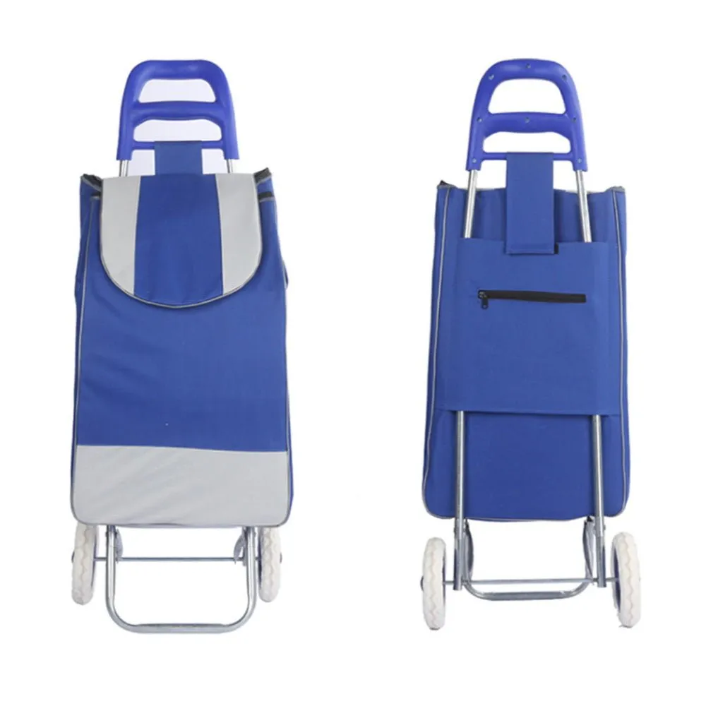 CRONY SC001 Shiping Cart Shopping Trolley Bag Folding Shopping Cart Collapsible Trolley Bag | Navy blue