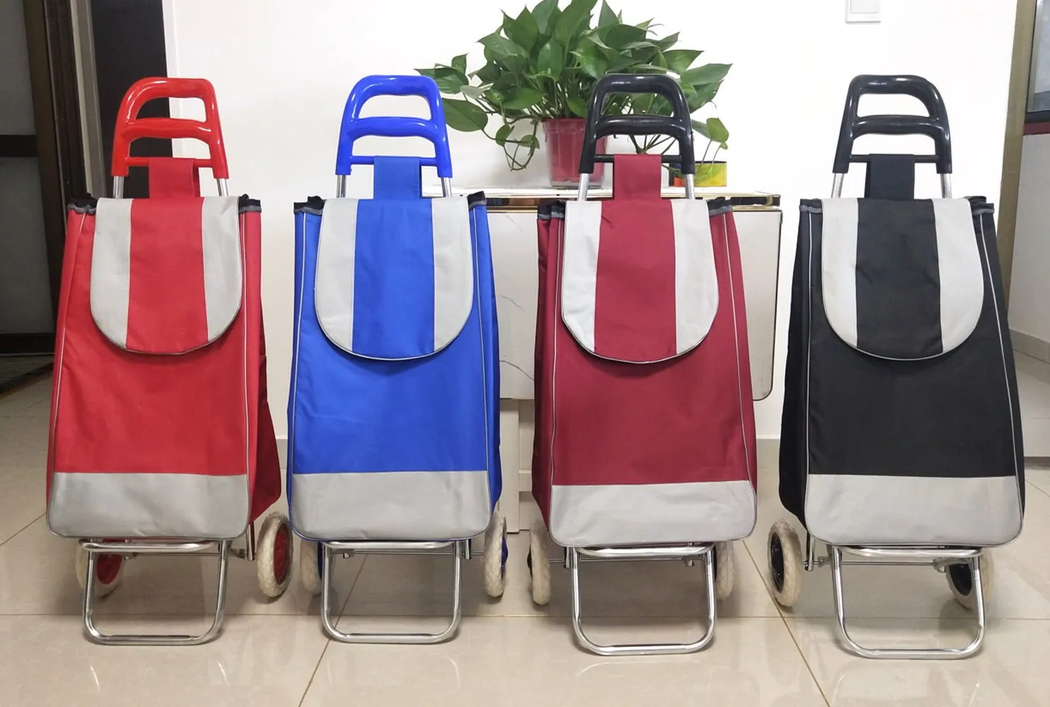 CRONY SC001 Shiping Cart Shopping Trolley Bag Folding Shopping Cart Collapsible Trolley Bag | Navy blue