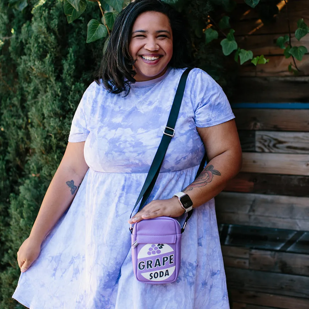 Crossbody Wallet - Up GRAPE SODA Bottle Cap Logo Purple